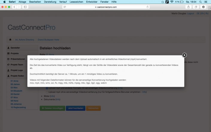 Upload Videoformate